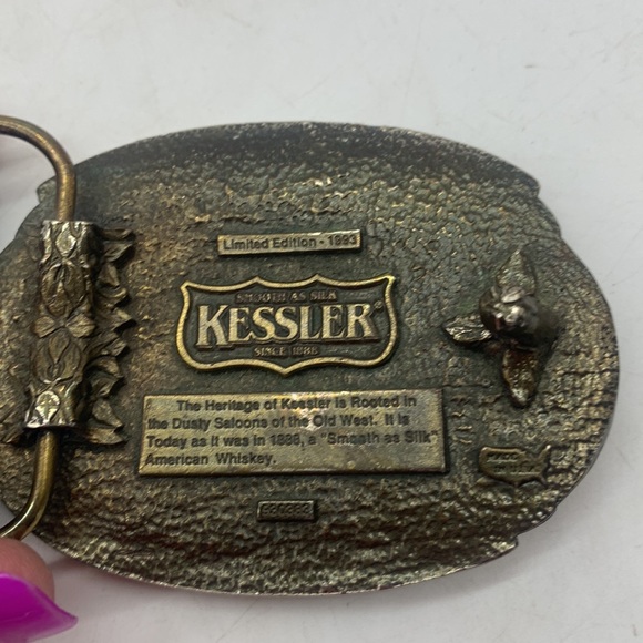 Kessler American Whiskey Vintage Metal Belt Buckle with Leather belt - Picture 4 of 8
